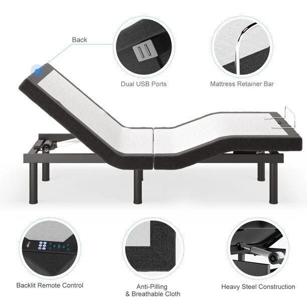 Adjustable bed 2024 frame with vibration