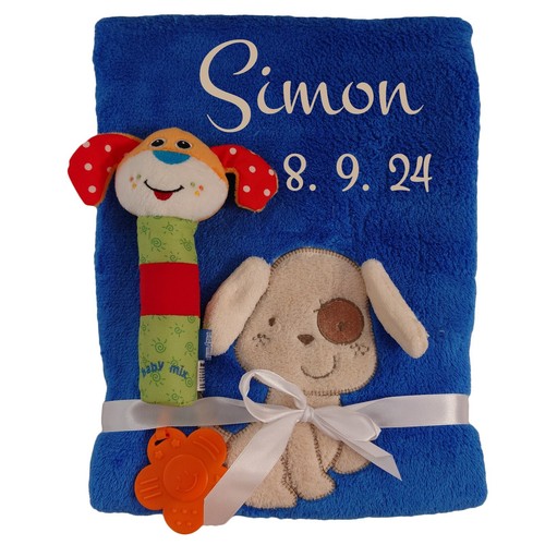 Babydecke mit Namen bestickt + Zugabe Babysocken Babyrassel Greifling Baby Taufe - Bild 47 von 47