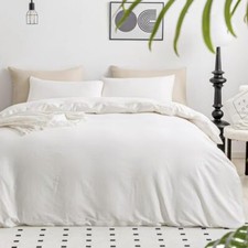 JELLYMONI Cotton Duvet Cover - 3 Pieces Breathable Soft Bedding Set Queen 