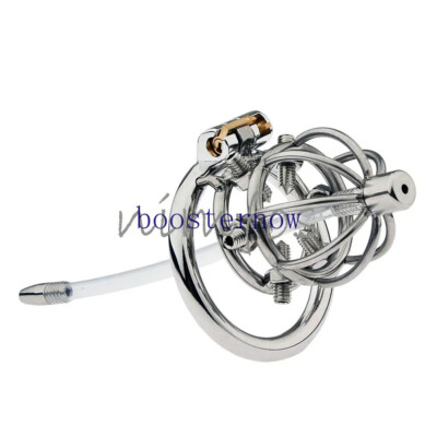 Male Stainless Steel Chastity Cage Device with spiked for Men Sissy Lock Ring