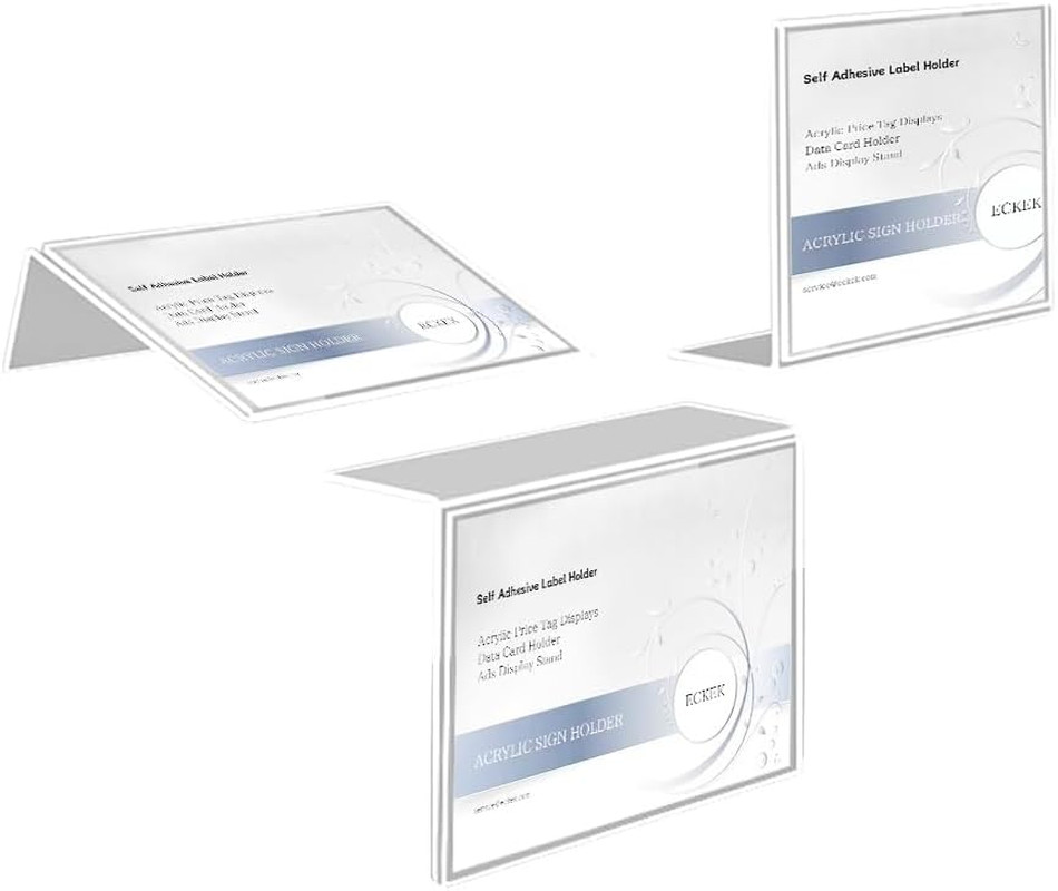 Self Adhesive Label Holder Acrylic Price Tag Displays Sign Holder L-Shape Table 