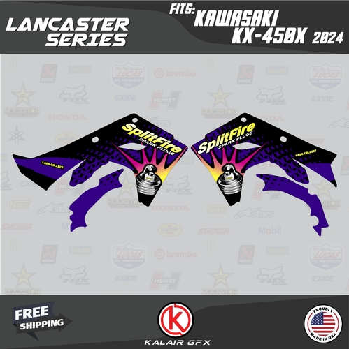 Graphics Kit for Kawasaki KX450X KX 450X (2024-2025) Lancaster - PURPLE - Picture 2 of 6