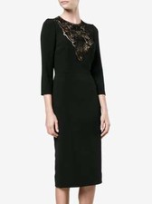 NWT Dolce & Gabbana embroidered lace-insert fitted  black dress size 36