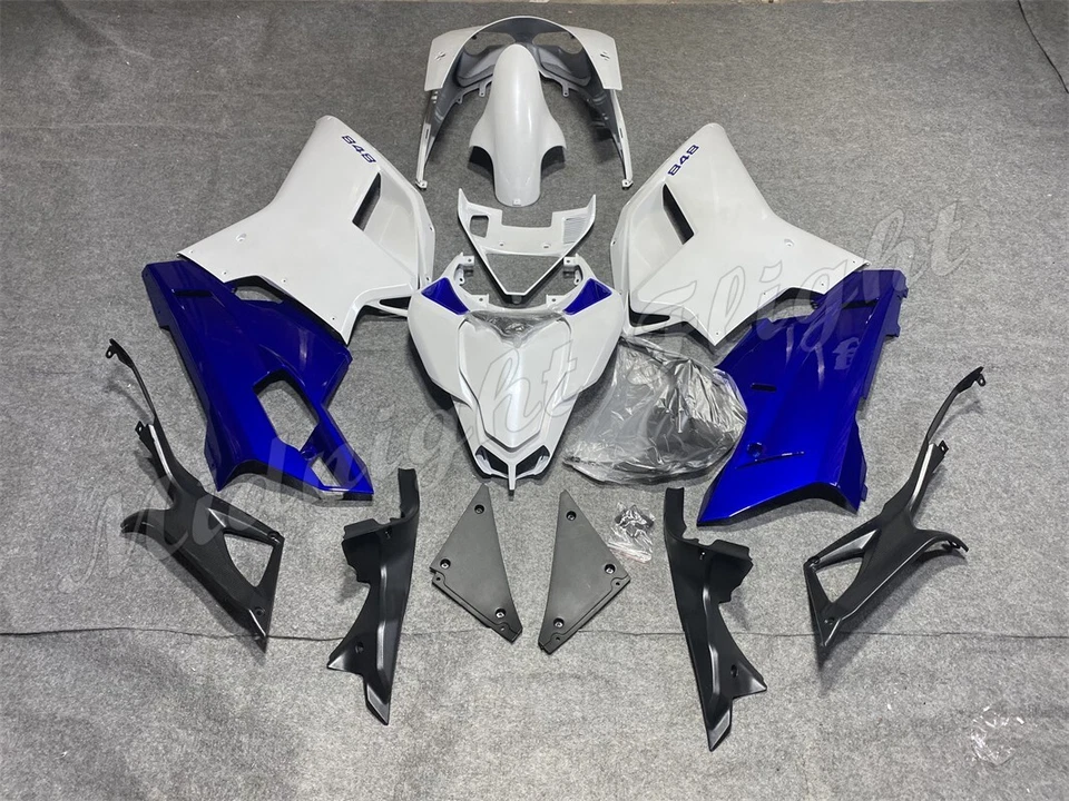 Комплект обтекателя для кузова Ducati 848 1098 1198 2007-2011 ABS инъекционный белый синий - Изображение 2 из 4