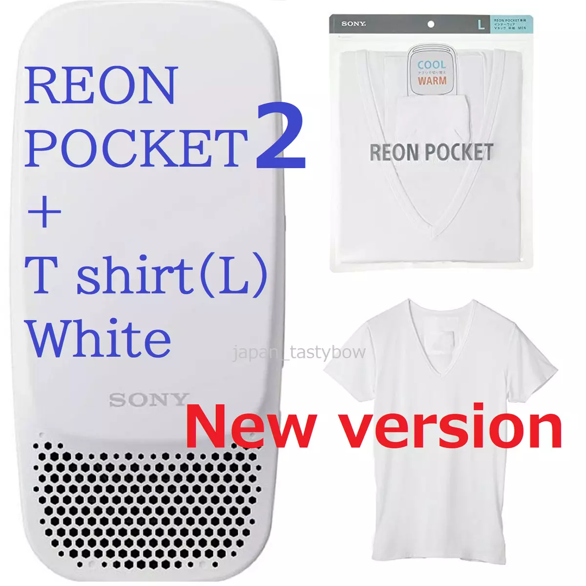 SONY REON POCKET 2 Device / T SHIRT Inner Wear White Size L SET ‎RNP-2/W