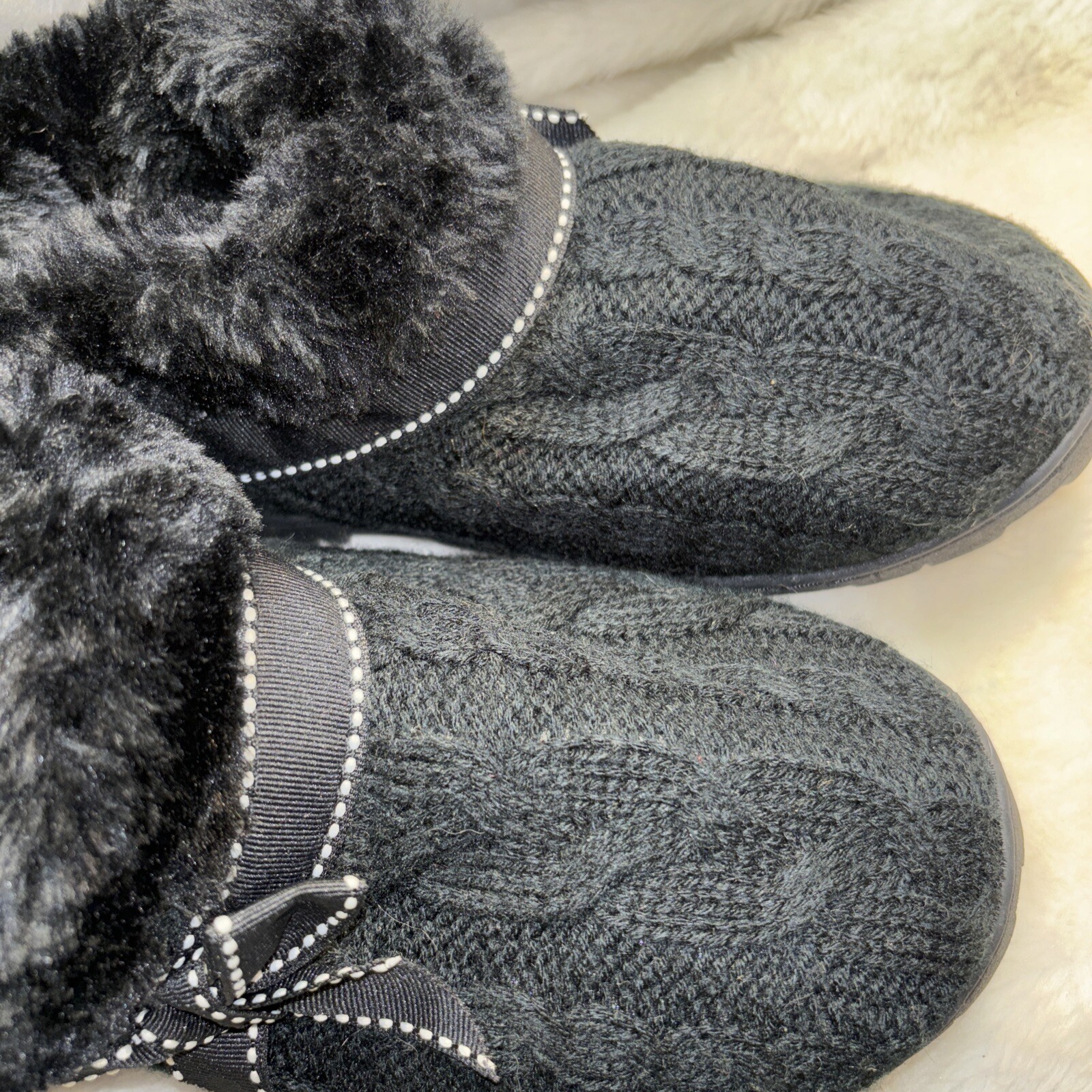 SAOLA Mocassini collare di pelliccia con stivali lavorati a maglia a nastro per suola dura calda F Going Walk