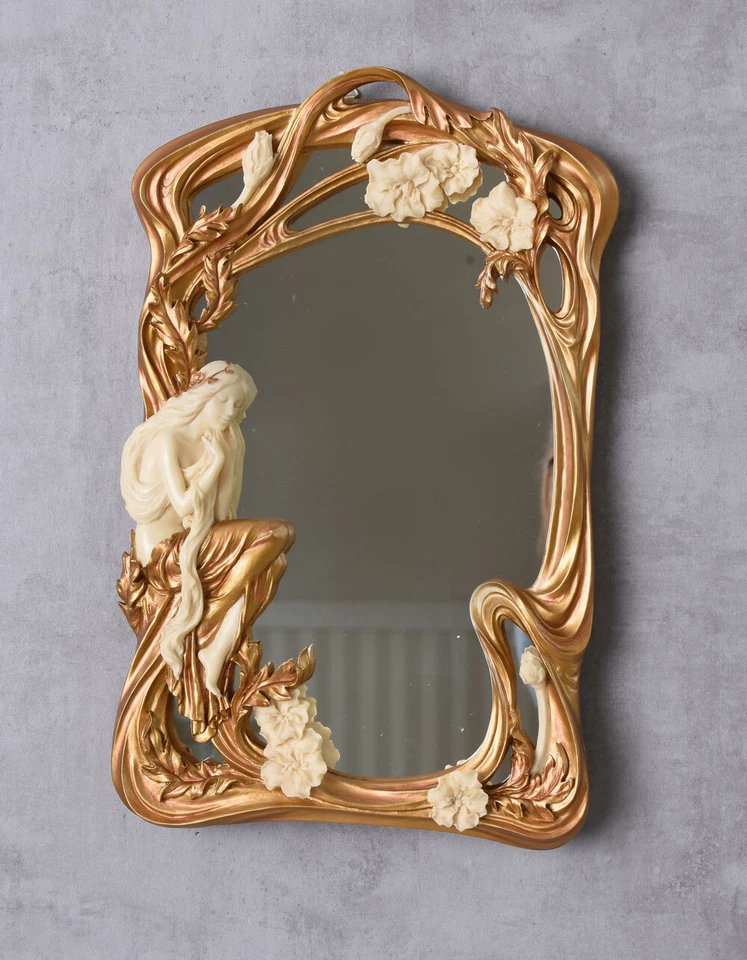 SPIEGEL JUGENDSTIL Frau Tischspiegel Elfe  Antik Kosmetikspiegel Veronese design - Bild 3 von 4