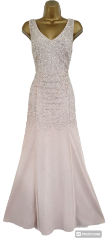 MONSOON size 12 Gorgeous blush pink full length fishtail maxi dress sequin prom - Picture 1 of 7