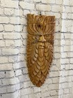 Green Man Of The Woods 60cm x 25cm Flat Carved Wizard Tree Trunk Wood Fairtrade
