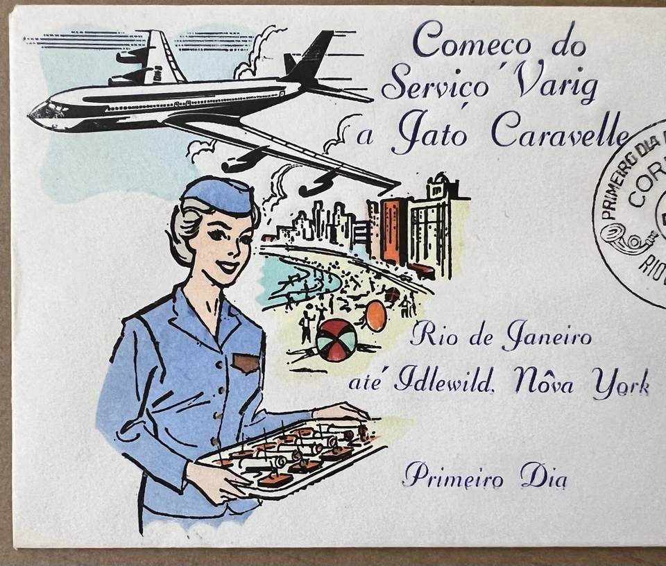 Brasil 1959 FDC • Vuelo inaugural Varig Jet Caravelle • Río a Nueva York Foto 2 de 4