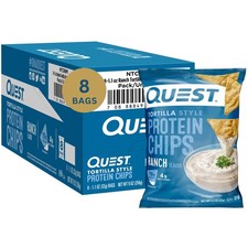 Quest Tortilla Style Protein Chips with 19G of Protein, Ranch Flavor, 1.1 Oz Bag