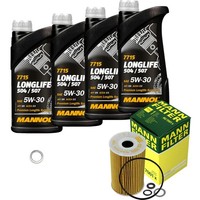 Mann Inspektionspaket 4L Mannol Longlife 5W-30 FüR Hyundai I30 1.6 Crdi 1.4