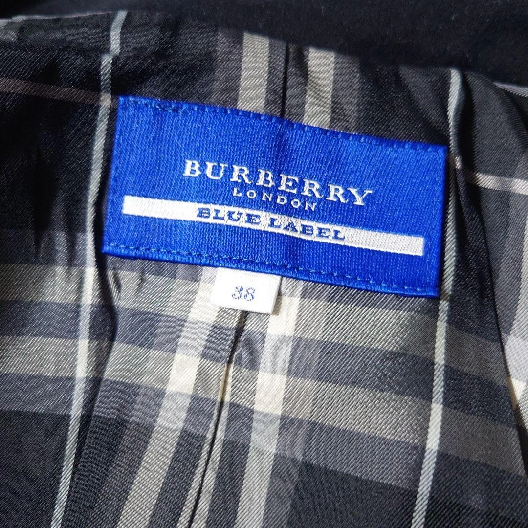 Chaqueta corta BURBERRY BLUE LABEL Peplum forro a cuadros negra JP 38 para mujer Japón