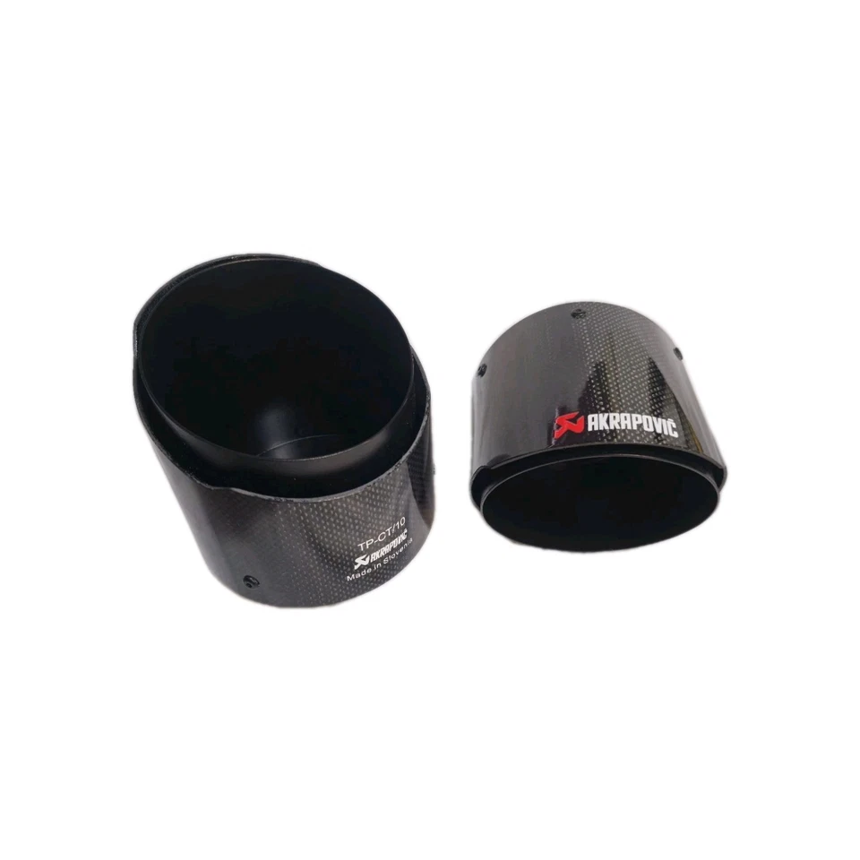 2 TERMINALI SCARICO ACCIAIO INOX NERO FIBRA DI CARBONIO 50mm entrata 130mm uscit - Imagen 2 de 4