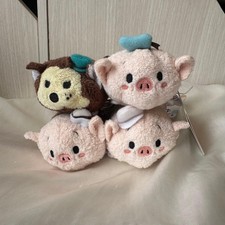 Disney Tsum Tsum Plush Set 4 Pigs Big Bad Wolf Fifer Fiddler Practical Tags