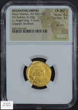 AD 582-602 Byzantine Empire GOLD AV Solidus Tiberius Ancient NGC CH AU