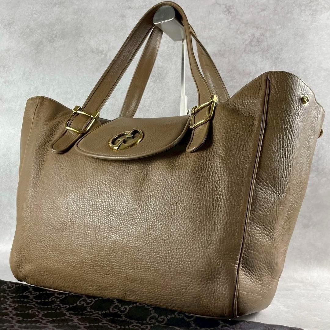 Authentic Gucci Beige Leather Diamante Double G Tote Bag