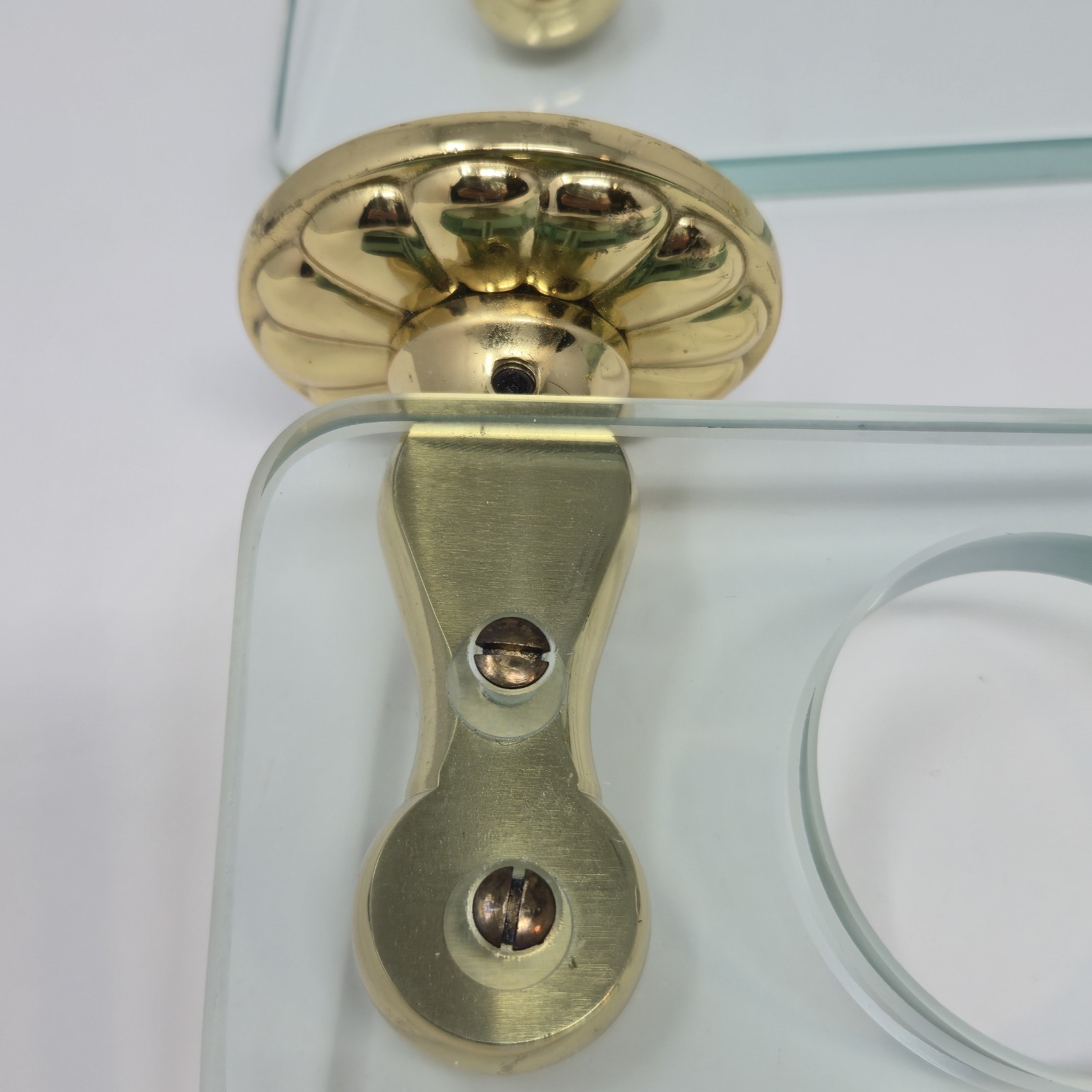 ​Vintage Solid Brass Glass Bathroom Hardware Set Shelf+Soap Dish+Brush Holder image 5