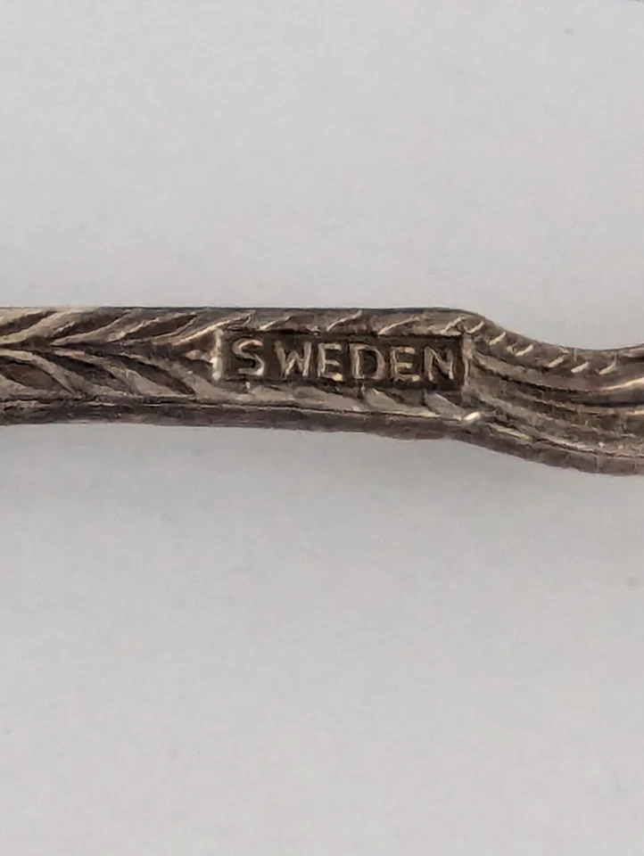 Pinzas de azúcar suecas antiguas plateadas - Art Nouveau figurativa mujer, c. 1900 Foto 2 de 4