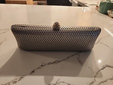 Vintage Silver Mesh Clutch Purse w/ Clasp Strap Included Broken