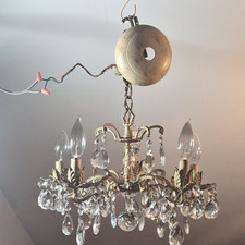 Painted Brass & Clear Crystal Prism Candle St...