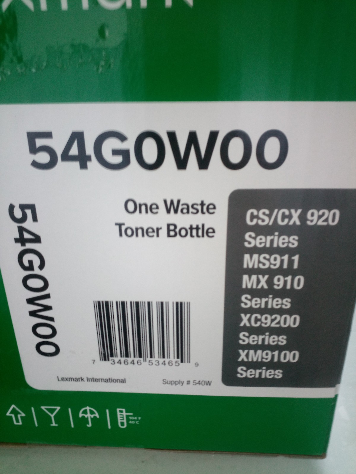 Cartouche de récupération de toner Lexmark 54G0W00 avec système de collecte haute capacité