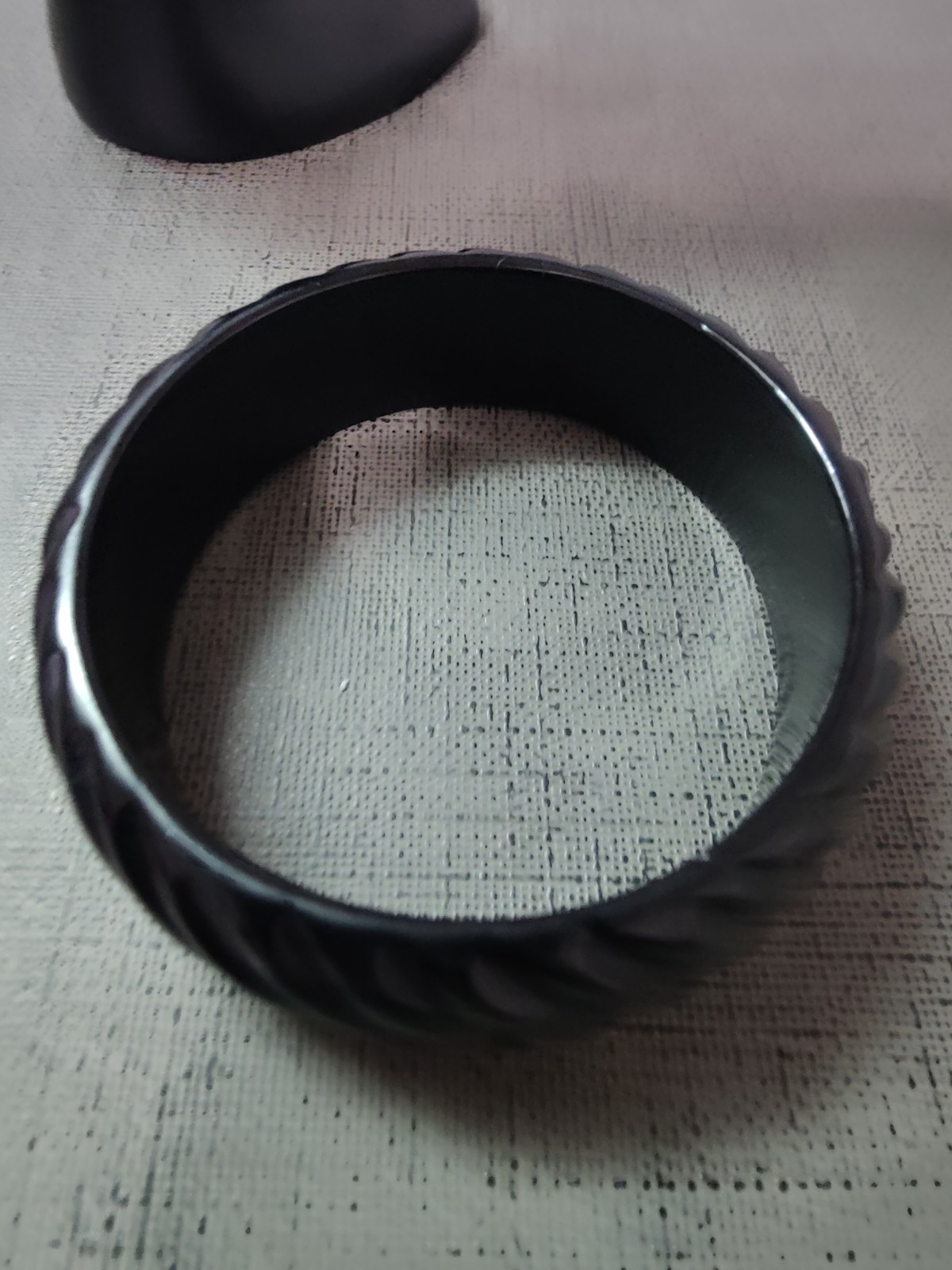 3 Plastic Bangle Bracelets Black, Marble Pattern … - image 3