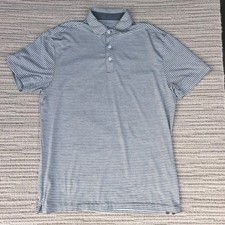 Member's Mark Men's Performance Polo Shirt Medium Gray Striped Short Sleeve Golf