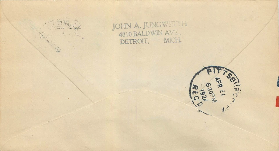 1927 USA 1st Flight Inaugurating Cleveland - Pittsburg Route, April 21st - Image 2 of 2