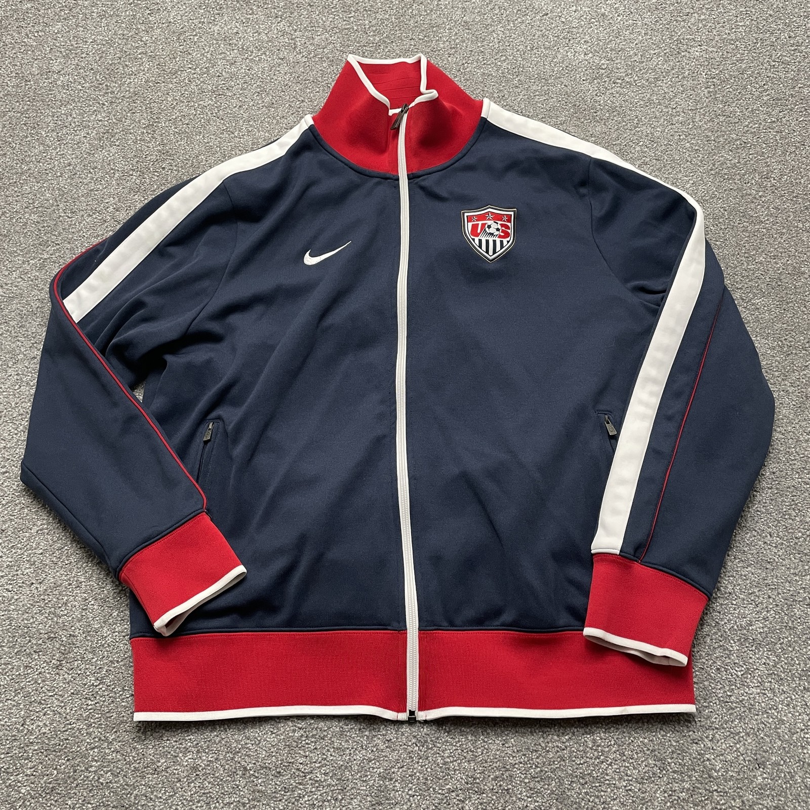 SACAI X NIKE Giacca calcio USA uomo XL blu rosso bianco full zip Nike USMNT Crest 00s football