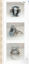 Platinum 29.81 ct Aquamarine Diamond Ring size 7.25