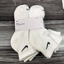 Nike Everyday Plus Cushion Drifit Men's Ankle Socks, Size Large WHİTE 6pairs 