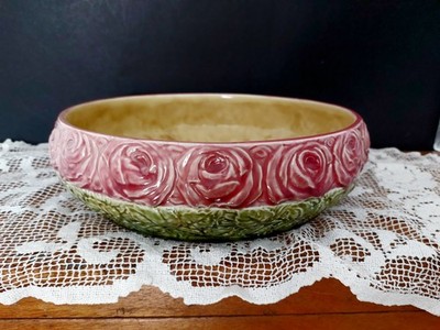 Utzschneider Cie Jardinière Sarreguemines Majolika Barbotine  Rosen Jugendstil