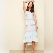 Charlie B Tie-Dye Sleeveless Dress Size M Blue Pink Ruffle Hem NWT