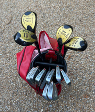 Wilson Leather Golf Cart Bag 4-Way Dividers Zip Shoulder Strap Red/Black