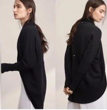 Aritzia Wilfred Diderot Cocoon Cardigan Sweater Studded Ribbed Size M Black