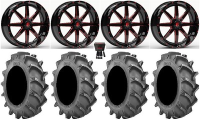 Fuel Maverick Red 18'' Wheels 35x9.5 (8ply) BKT 171 Tires Pioneer 1000 / Talon