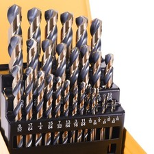 29Pcs Drill Bit Set, 135 Tip HSS with Black and Gold Finish, Metal ... Fast Ship