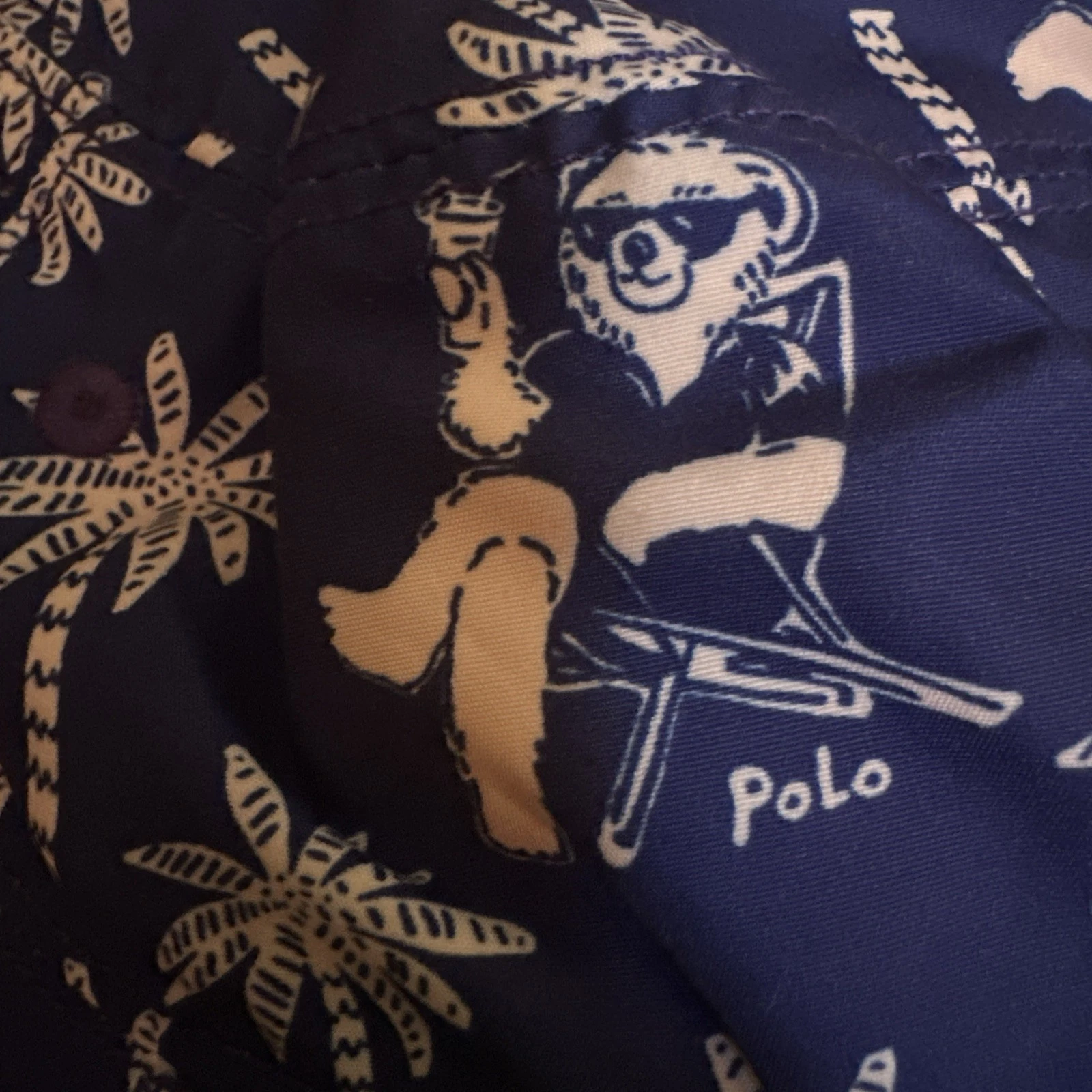 polo ralph lauren bucket Hat Boys 2T -4T Reversible Yellow / Blue Pony Bear