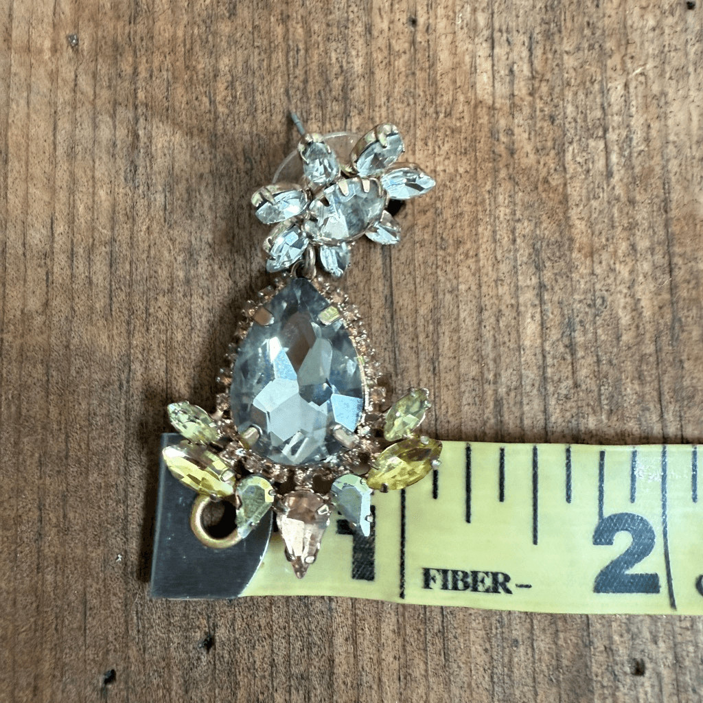 Rhinestone Statement Drop Pierced Earrings Champa… - image 3