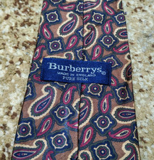 mens vintage Burberrys London classic 100 all silk luxury paisley neck tie