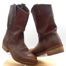 Red Wing Pecos Nail Seat Soft Leather Brown Toe Pull-On Boots Size 8 D Made USA