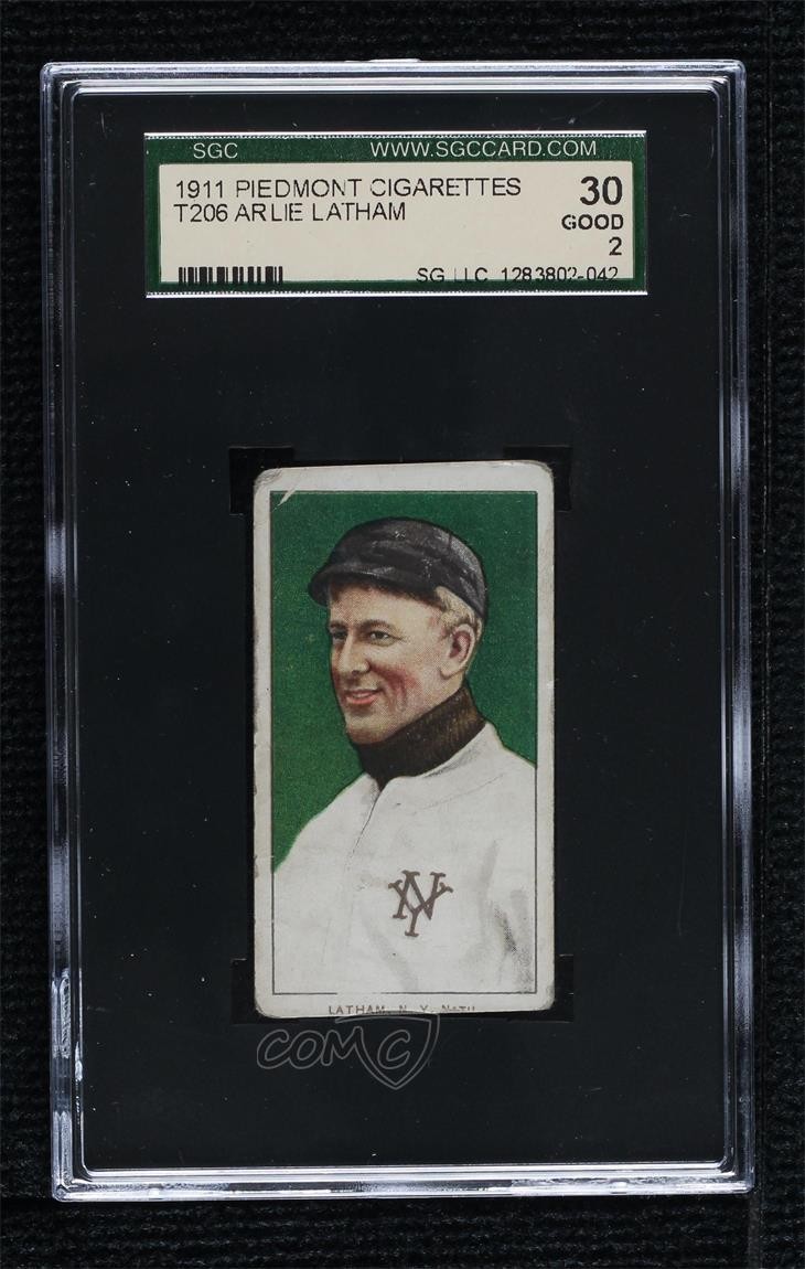 1909-11 T206 Piedmont 350-460 Factory No 25 Back Arlie Latham SGC 30 0q4x