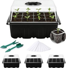 Fox·Bunny 3-Pack Seedling Propagator Kit – 12-Cell Indoor Plant Trays w/ Lids