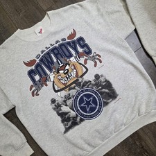 Vintage 90s Dallas Cowboys Sweatshirt Mens XL Gray Taz Artex Looney Tunes NFL