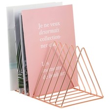 ESAEPRES Rose Gold Magazine Holder, Desktop File Sorter Organizer Triangle 9 ...