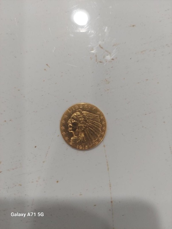 1915 $2.5 Dollar Gold Indian Head Liberty Quarter Eagle Coin fine to unc $2 1/2