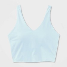Women's Flex Light Support V-Neck Crop Sports Bra - All in Motion  Light Blue 1X