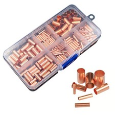 250Pcs/Set 7 Size Non Insulated Red Copper Wire Butt Splice Ferrules Kit