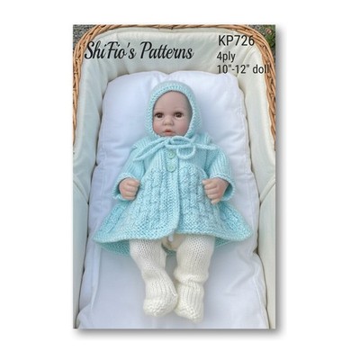 Strickanleitung für 4-fädiges Puppenkleidung Set, Leggings, Jacke & Mütze KP726